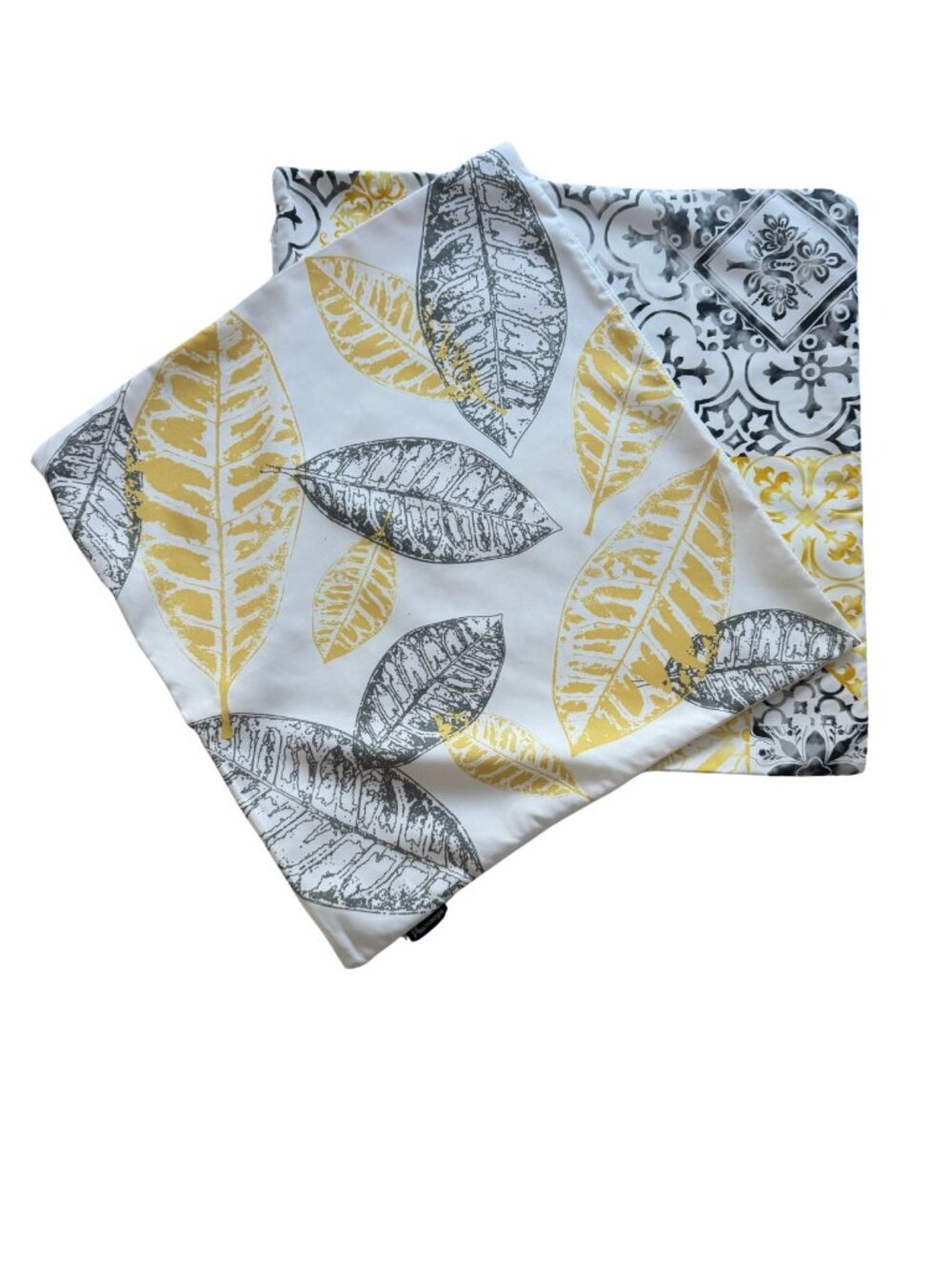 Phantoscope Set of 2 Yellow Gray 18x18 Throw Pillow Covers Leaf Tile